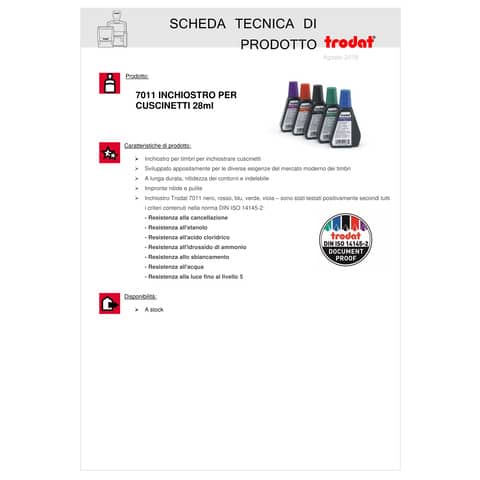 Inchiostro per timbri 7011 TRODAT 28 ml nero 55886